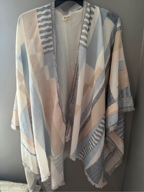 Light Pastel pink blue Geometric Kimono Cardigan